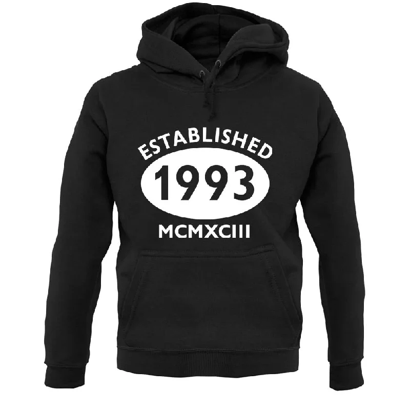 Established 1993 Roman Numerals Unisex Hoodie Hoodie with Contrast Stitching Detailed Premium Established 1993 Roman Numerals Unisex Hoodie Hoodie with Contrast Stitching Detailed Premium