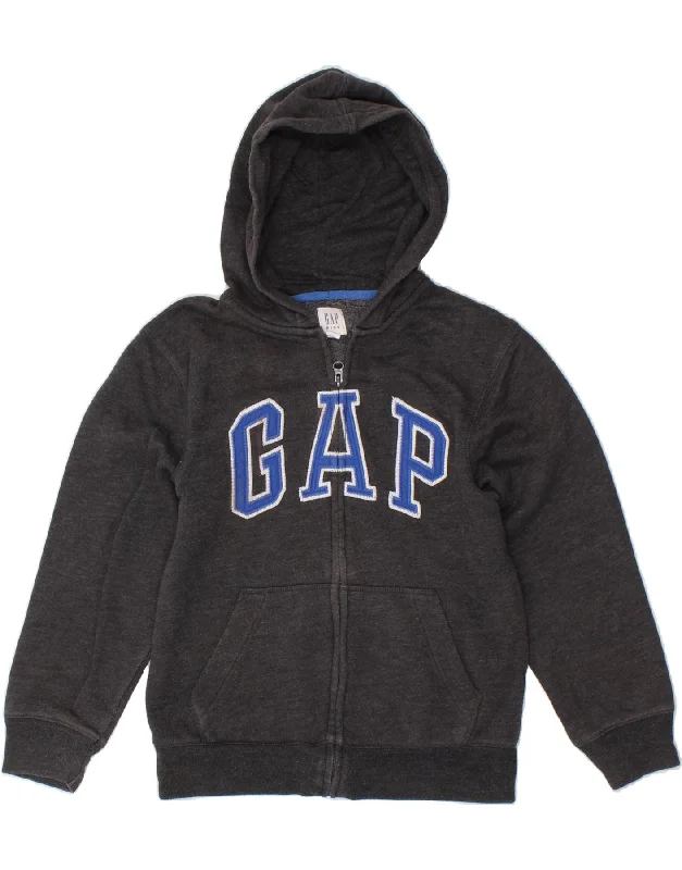 GAP Boys Graphic Zip Hoodie Sweater 9-10 Years Large Grey Cotton Hoodie with Embroidery Detailed Premium