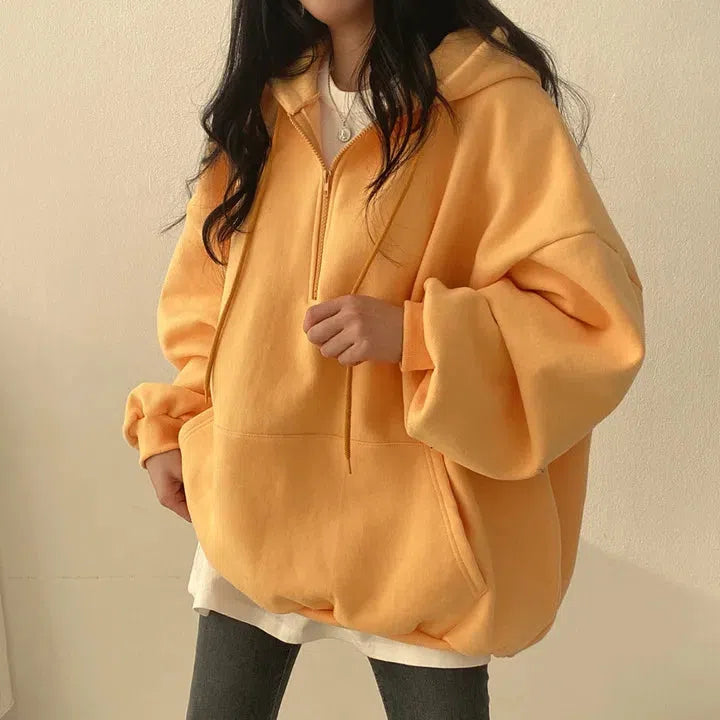 Indie Oversized Zip Up Hoodie Hoodie with Oversized Fit Loose Comfortable