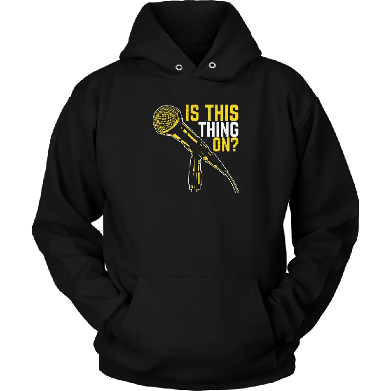 Is This Thing On? Hoodie Hoodie with Earth Tones Natural Calm