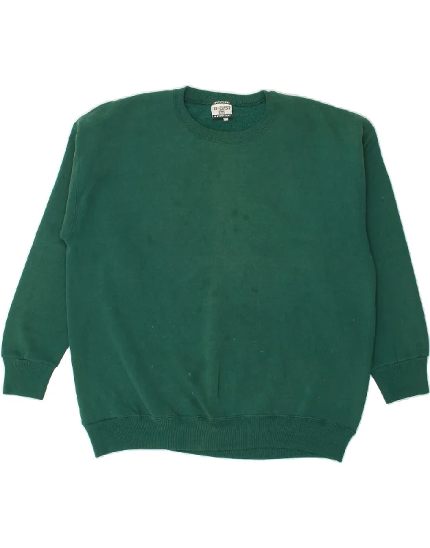LEE Mens Sweatshirt Jumper XL Green Cotton Hoodie with Rhinestones Sparkly Elegant