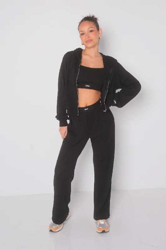 Lounge Zip Hoodie - Black Hoodie with Pocket Utility Practical