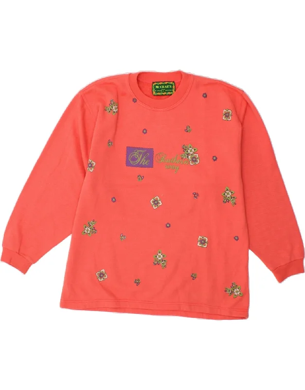 MC CRAE'S Womens Graphic Sweatshirt Jumper UK 14 Large Orange Floral Hoodie with Mesh Breathable Sporty MC CRAE'S Womens Graphic Sweatshirt Jumper UK 14 Large Orange Floral Hoodie with Mesh Breathable Sporty