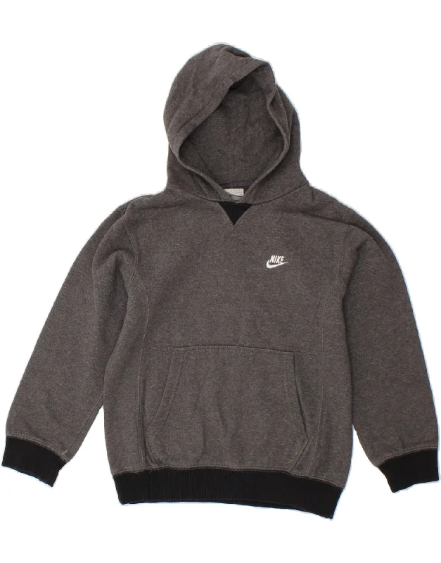 NIKE Boys Hoodie Jumper 8-9 Years Small Grey Cotton Hoodie with Frayed Bohemian Relaxed NIKE Boys Hoodie Jumper 8-9 Years Small Grey Cotton Hoodie with Frayed Bohemian Relaxed