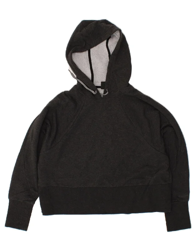 NIKE Womens Dri Fit Oversized Hoodie Jumper UK 18 XL Grey Cotton Hoodie with Back Slit Movement Comfort NIKE Womens Dri Fit Oversized Hoodie Jumper UK 18 XL Grey Cotton Hoodie with Back Slit Movement Comfort