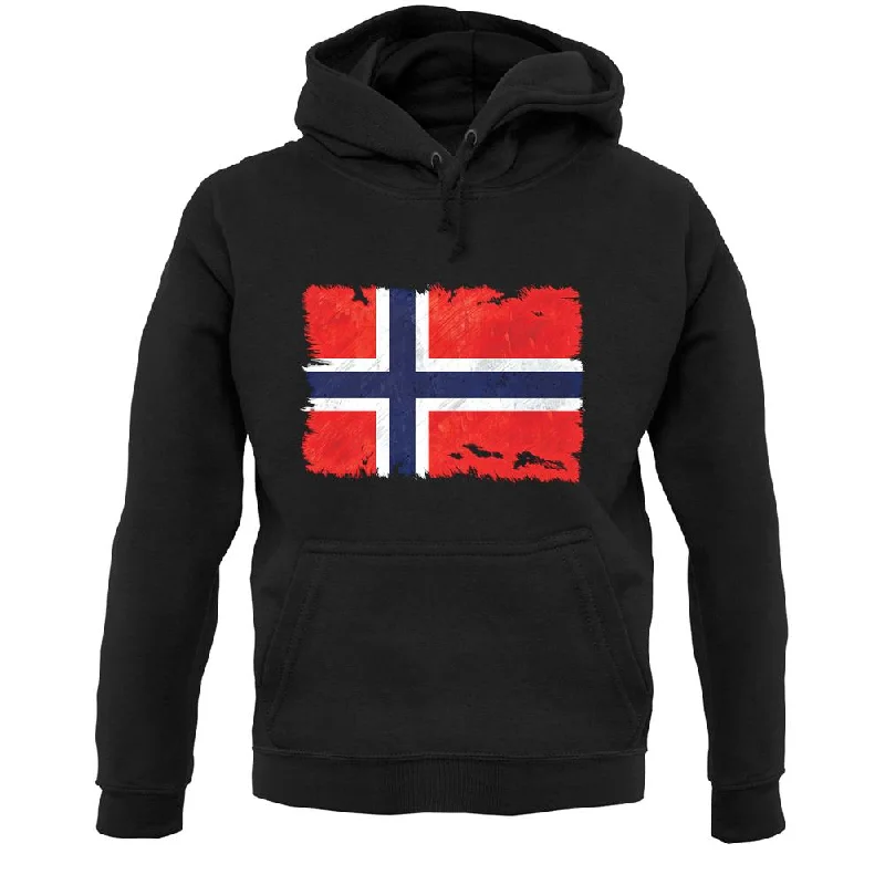 Norway Grunge Style Flag Unisex Hoodie Hoodie with Front Slit Layering Stylish