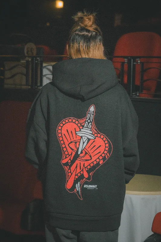 Oversized Heartbreak Hoodie / Back Print Hoodie with Slim Fit Tailored Modern