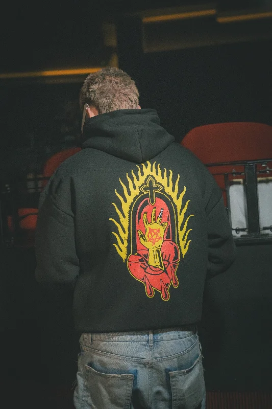 Oversized Zombie Hand Hoodie / Back Print Hoodie with Longline Fit Extended Stylish