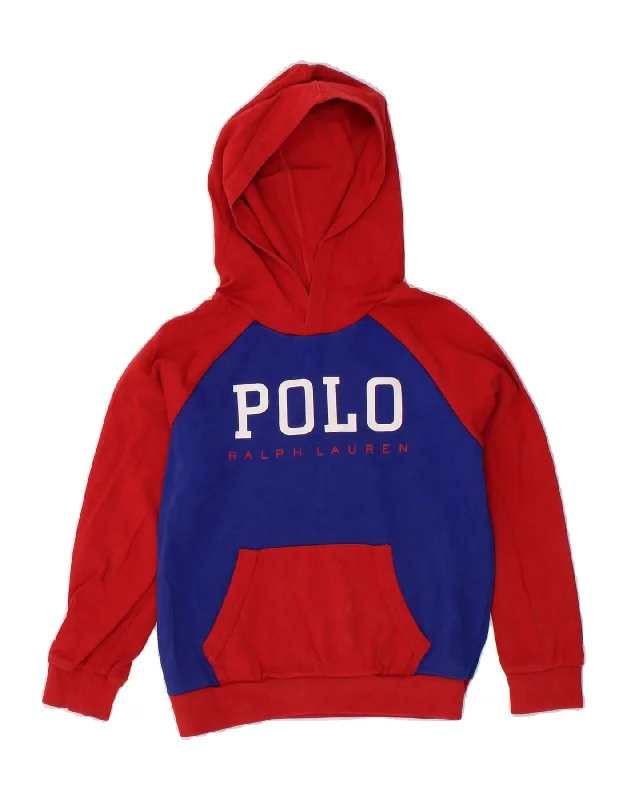 POLO RALPH LAUREN Boys Graphic Hoodie Jumper 6-7 Years Red Colourblock Hoodie with Hem Lace Feminine Delicate POLO RALPH LAUREN Boys Graphic Hoodie Jumper 6-7 Years Red Colourblock Hoodie with Hem Lace Feminine Delicate