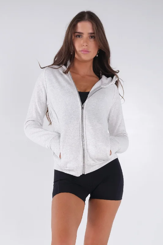 Power Zip Up Hoodie - Grey Marl Hoodie with Color Block Contrast Stylish