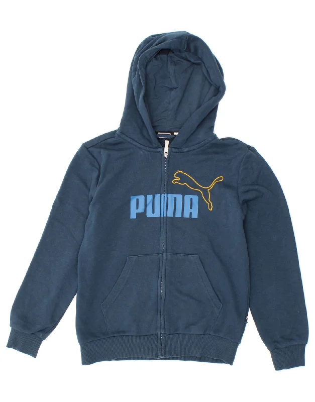 PUMA Boys Graphic Zip Hoodie Sweater 11-12 Years Navy Blue Hoodie with Longline Fit Extended Stylish PUMA Boys Graphic Zip Hoodie Sweater 11-12 Years Navy Blue Hoodie with Longline Fit Extended Stylish
