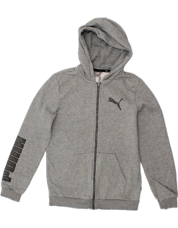 PUMA Boys Graphic Zip Hoodie Sweater 13-14 Years Grey Cotton Hoodie with Belted Waist Structured Tailored PUMA Boys Graphic Zip Hoodie Sweater 13-14 Years Grey Cotton Hoodie with Belted Waist Structured Tailored