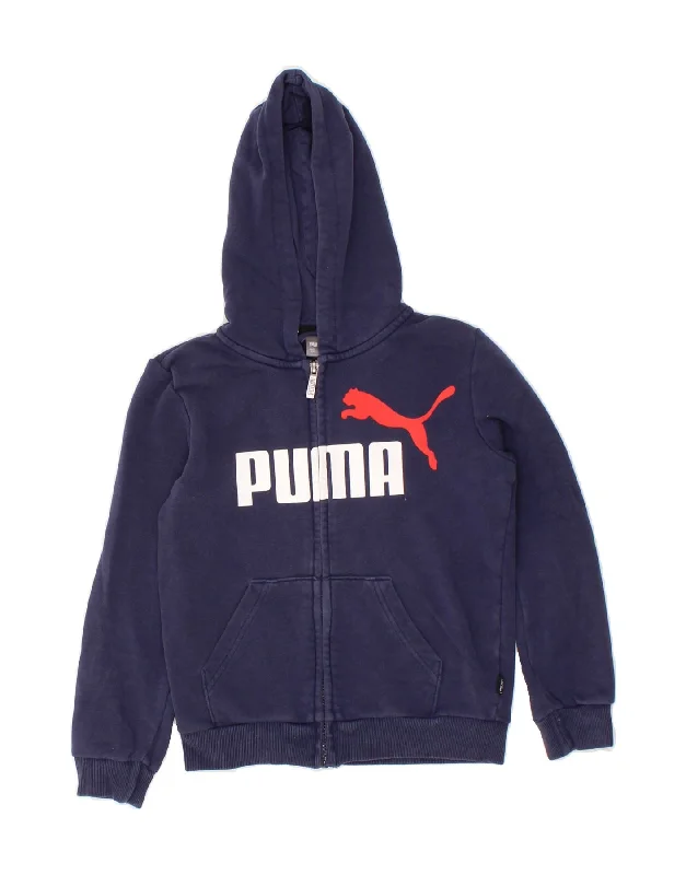 PUMA Boys Graphic Zip Hoodie Sweater 9-10 Years Medium Navy Blue Hooded Sweatshirt Casual Wear Street Style PUMA Boys Graphic Zip Hoodie Sweater 9-10 Years Medium Navy Blue Hooded Sweatshirt Casual Wear Street Style