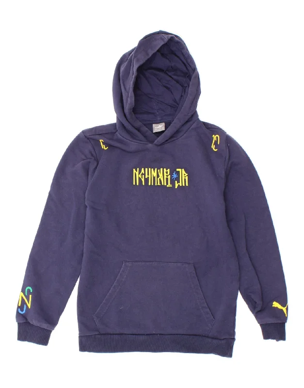 PUMA Boys Neymar Graphic Hoodie Jumper 11-12 Years Navy Blue Cotton Hoodie with Puffed Sleeves Voluminous Trendy PUMA Boys Neymar Graphic Hoodie Jumper 11-12 Years Navy Blue Cotton Hoodie with Puffed Sleeves Voluminous Trendy