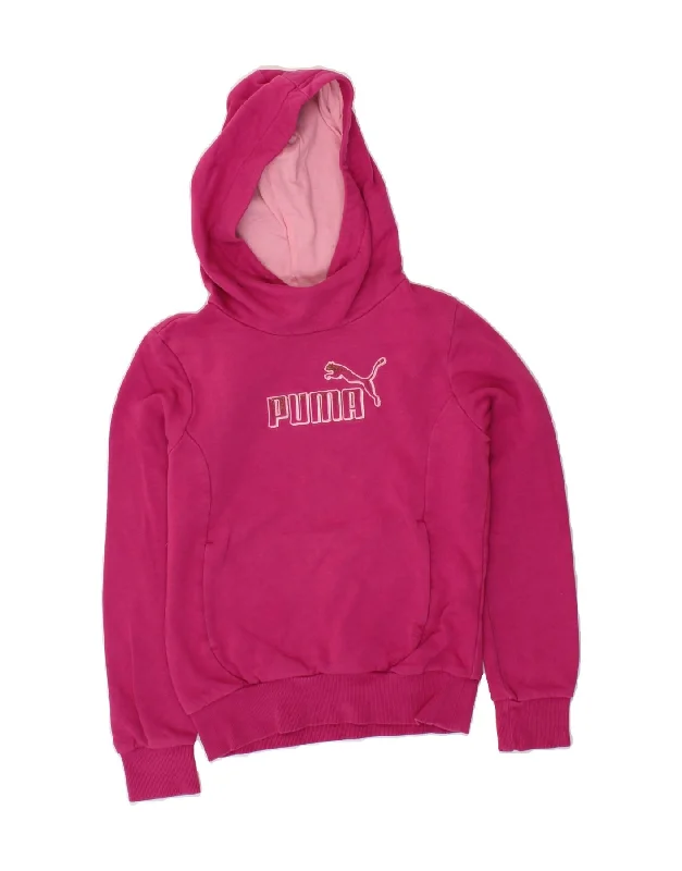 PUMA Girls Graphic Hoodie Jumper 11-12 Years Large Pink Cotton Hoodie with Fur Luxurious Winter PUMA Girls Graphic Hoodie Jumper 11-12 Years Large Pink Cotton Hoodie with Fur Luxurious Winter