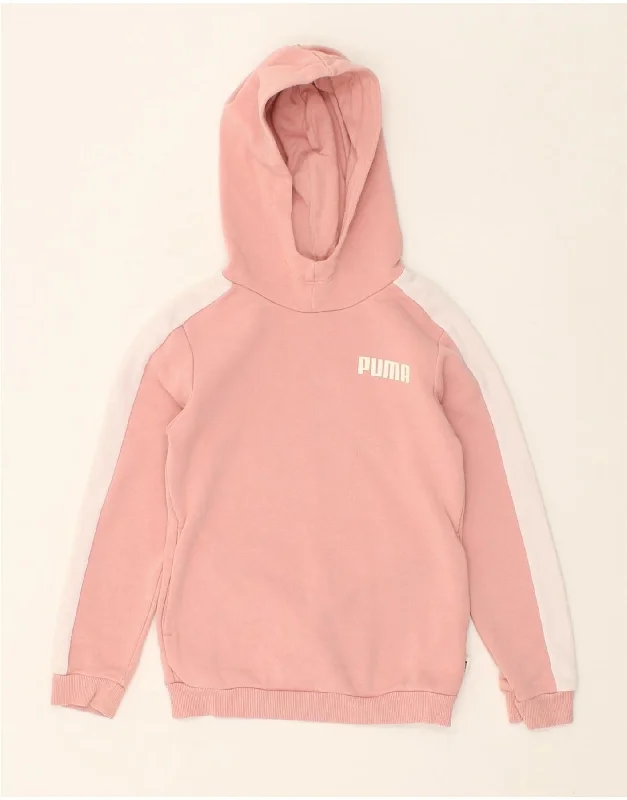 PUMA Girls Hoodie Jumper 7-8 Years Small Pink Cotton Hoodie with Hood Adjustable Protection PUMA Girls Hoodie Jumper 7-8 Years Small Pink Cotton Hoodie with Hood Adjustable Protection