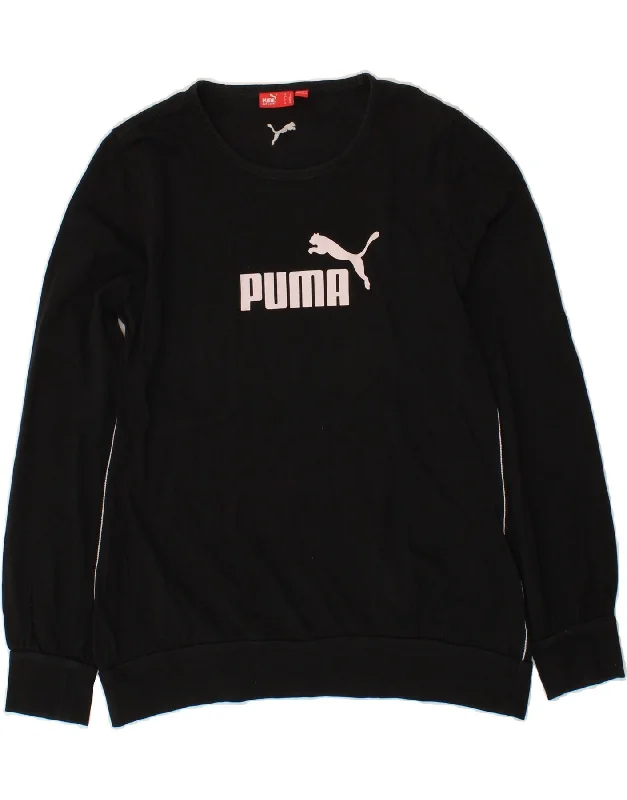 PUMA Womens Graphic Sweatshirt Jumper UK 14 Medium Black Hoodie with Lace Feminine Delicate PUMA Womens Graphic Sweatshirt Jumper UK 14 Medium Black Hoodie with Lace Feminine Delicate