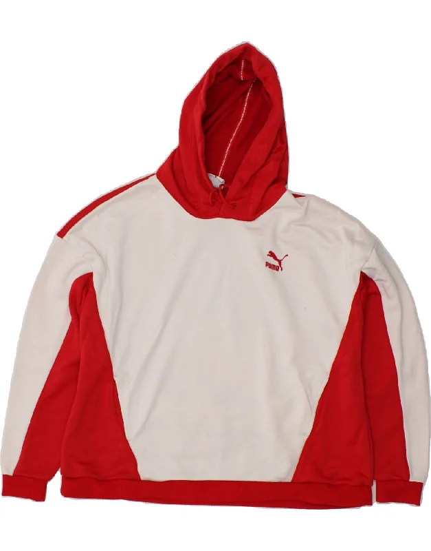 PUMA Womens Oversized Hoodie Jumper UK 12 Medium Red Colourblock Polyester Hoodie with Lining Warm Insulated PUMA Womens Oversized Hoodie Jumper UK 12 Medium Red Colourblock Polyester Hoodie with Lining Warm Insulated