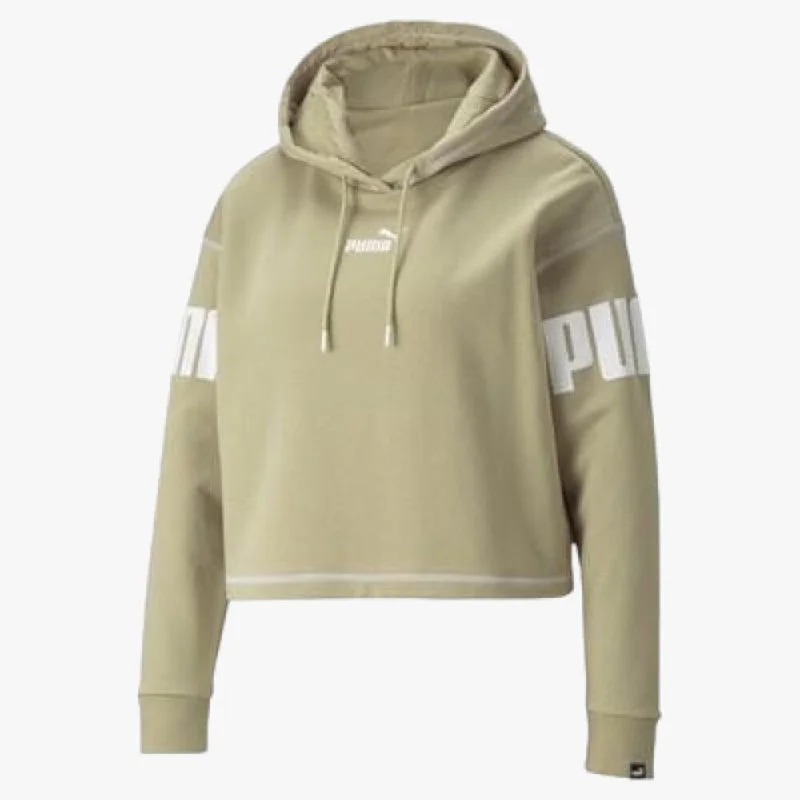 Puma Womens  Power Tr Hoodie Spray Green Hoodie with Snap Buttons Easy Quick