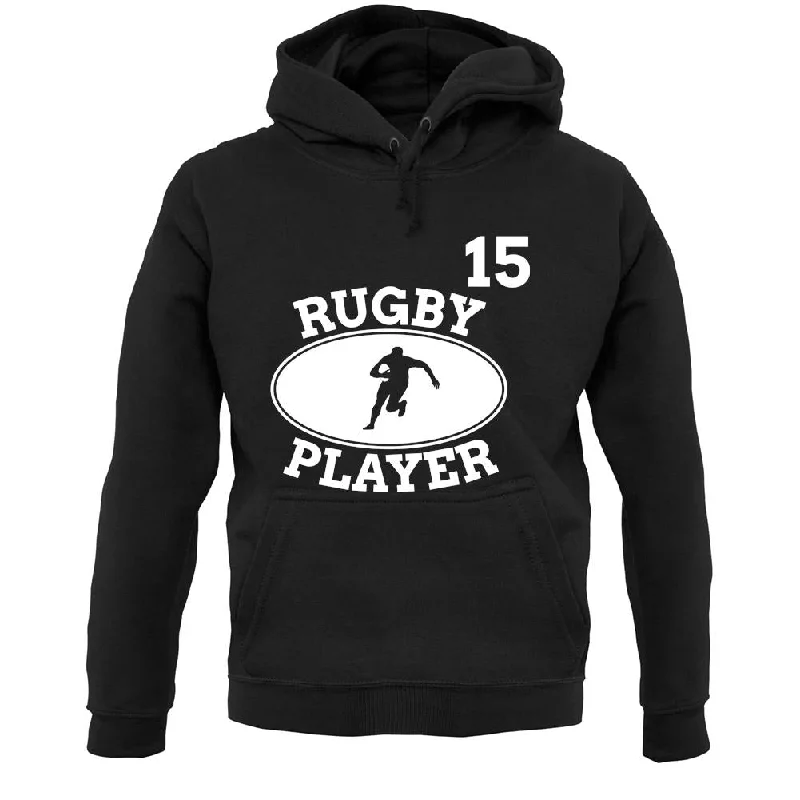 Rugby Player 15 Unisex Hoodie Hoodie with Drawstring Waist Adjustable Fitted