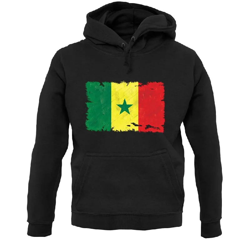 Senegal Grunge Style Flag Unisex Hoodie Hoodie with Earth Tones Natural Calm
