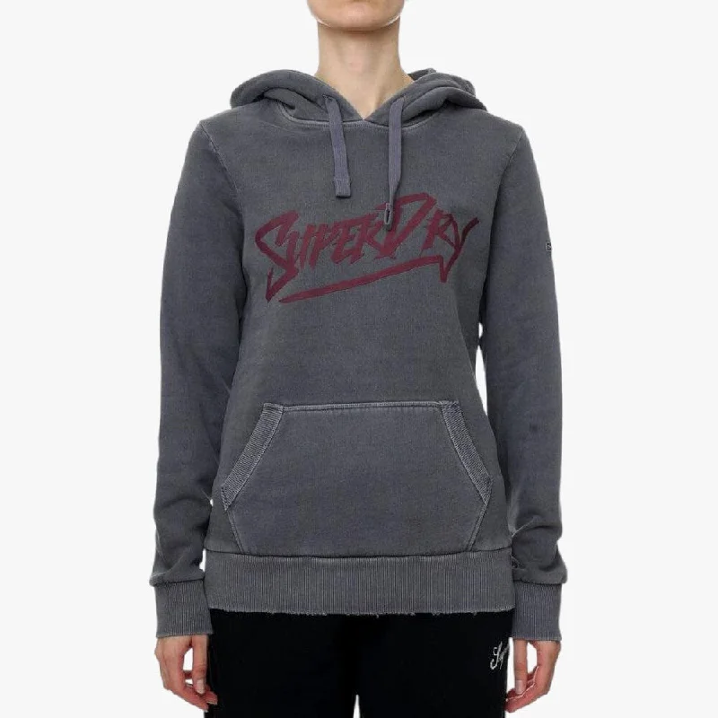 Superdry Womens Vintage Indie Mark Hoodie Jet Black Hoodie with Hidden Zipper Minimalist Clean Superdry Womens Vintage Indie Mark Hoodie Jet Black Hoodie with Hidden Zipper Minimalist Clean