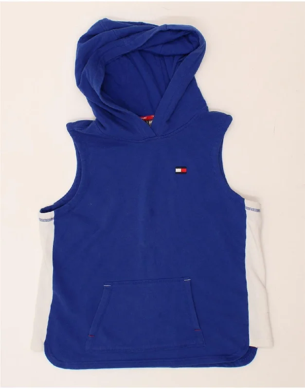TOMMY HILFIGER Womens Sleeveless Hoodie Jumper UK 18 XL Blue Colourblock Hoodie with Elastic Waist Stretchable Comfortable TOMMY HILFIGER Womens Sleeveless Hoodie Jumper UK 18 XL Blue Colourblock Hoodie with Elastic Waist Stretchable Comfortable