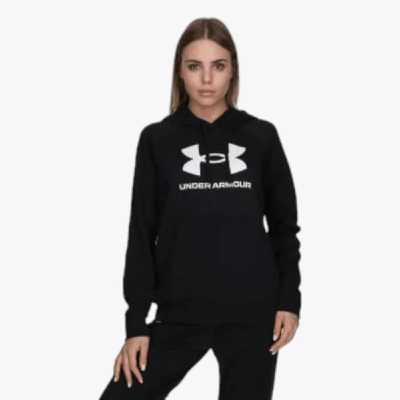 Under Armour Womens Rival Fleece Big Logo Hoodie 001 Black Hoodie with Button Placket Classic Preppy Under Armour Womens Rival Fleece Big Logo Hoodie 001 Black Hoodie with Button Placket Classic Preppy
