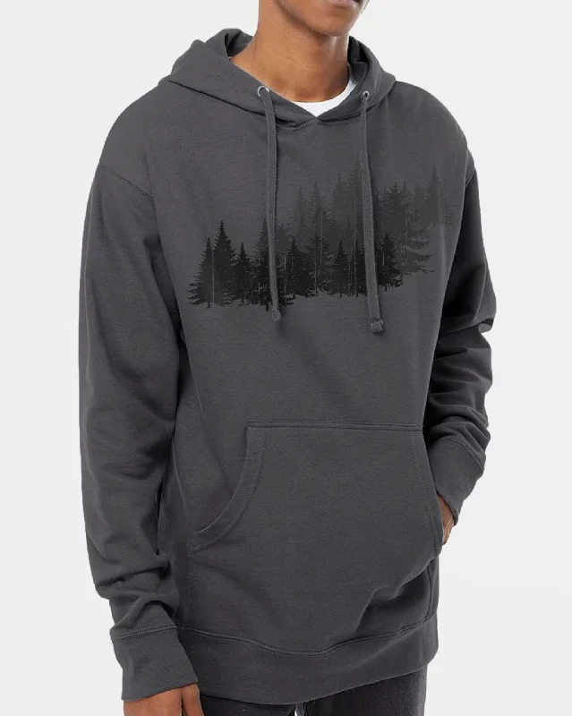 Unisex Forest Layers Hoodie Hoodie with Distressed Vintage Worn