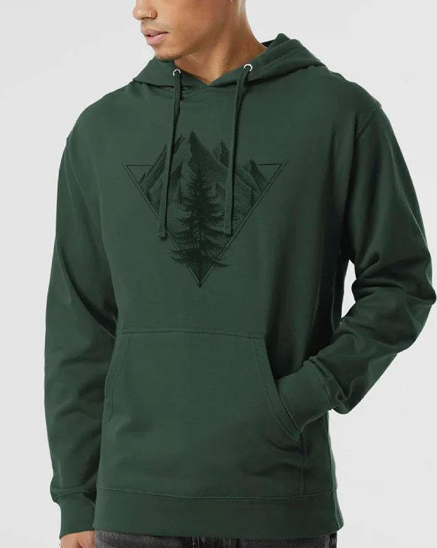 Unisex Geometric Triangle and Pine Hoodie Hoodie with Drop Shoulder Relaxed Streetwear Unisex Geometric Triangle and Pine Hoodie Hoodie with Drop Shoulder Relaxed Streetwear