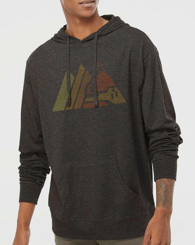 Unisex Retro Mountain Hoodie Hoodie with Rolled Sleeves Casual Relaxed