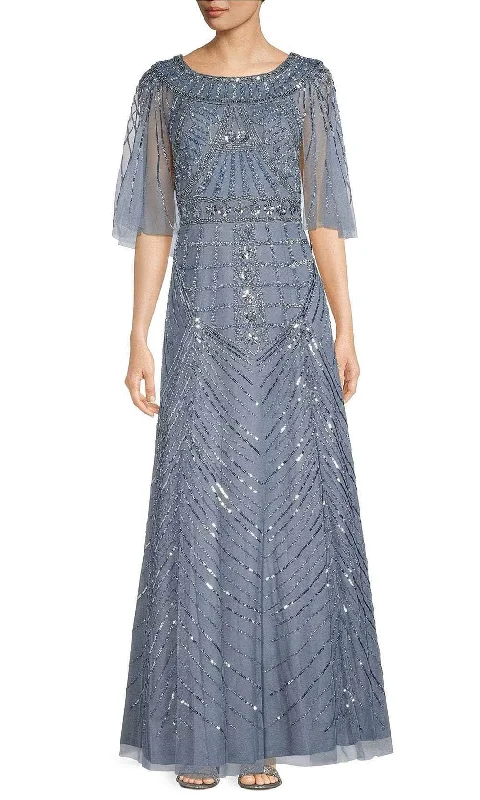 Aidan Mattox MD1E207719 - Bateau Cape Sleeve Formal Gown Turtleneck Warm Winter