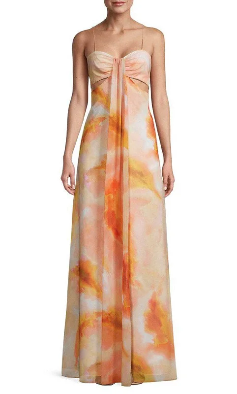 Aidan Mattox MN1E207237 - Coral Spaghetti Straps Long Dress Tunics Long Elegant