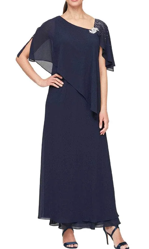 Alex Evenings - 8192003 Asymmetrical Caped Chiffon Dress Tunics Ceremony elegant