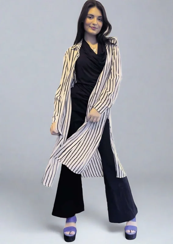 Be Chic Snap Front Long Dress Top Made in USA - Clearance Final Sale Tunics Satin smooth