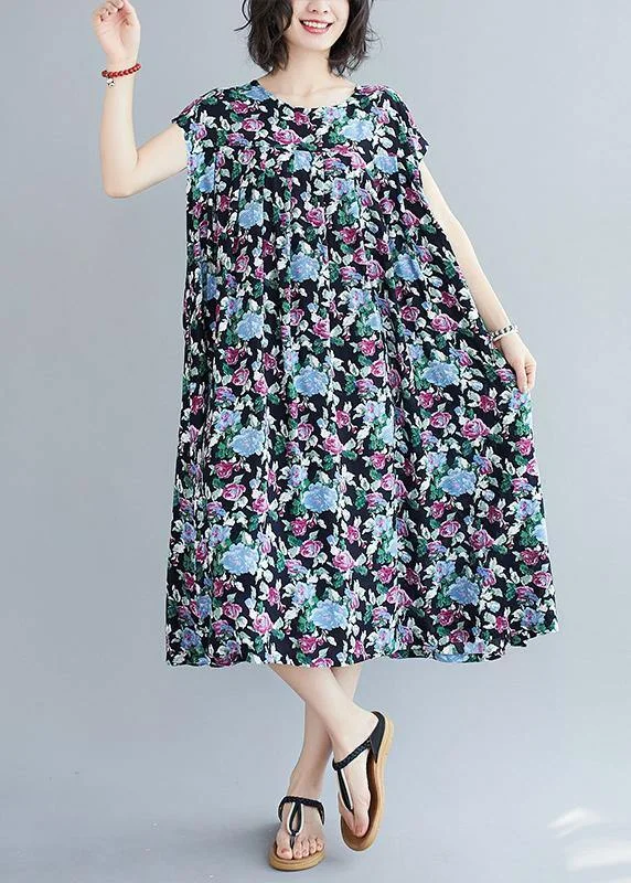 Beautiful o neck pockets summer quilting clothes Inspiration blue print long Dresses Tunics Office stylish Beautiful o neck pockets summer quilting clothes Inspiration blue print long Dresses Tunics Office stylish