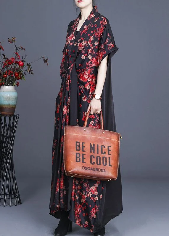 Bohemian Red Floral tie Sleeveless Long Dresses Summer Tunics Cozy soft