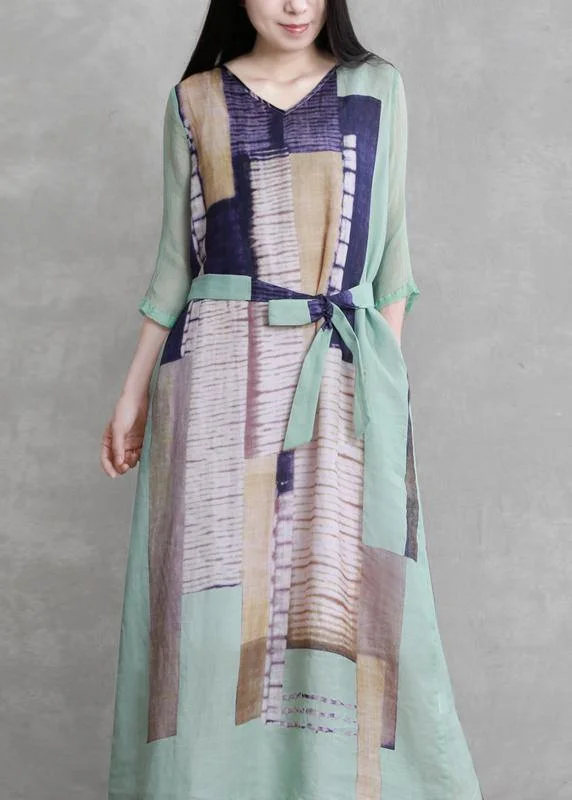 Chic o neck tie waist dresses Runway blue pink abstract Dress Tunics Modern contemporary Chic o neck tie waist dresses Runway blue pink abstract Dress Tunics Modern contemporary
