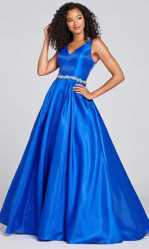 Colette for Mon Cheri - CL12131 Sleek Bejeweled Waist Modest Prom A-Line Gown Square Neckline Feminine Colette for Mon Cheri - CL12131 Sleek Bejeweled Waist Modest Prom A-Line Gown Square Neckline Feminine