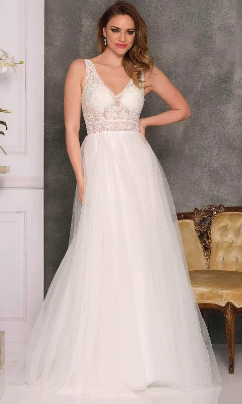 Dave & Johnny Bridal A10461 - Laced Waistband Bridal Gown Tunics Short Trendy