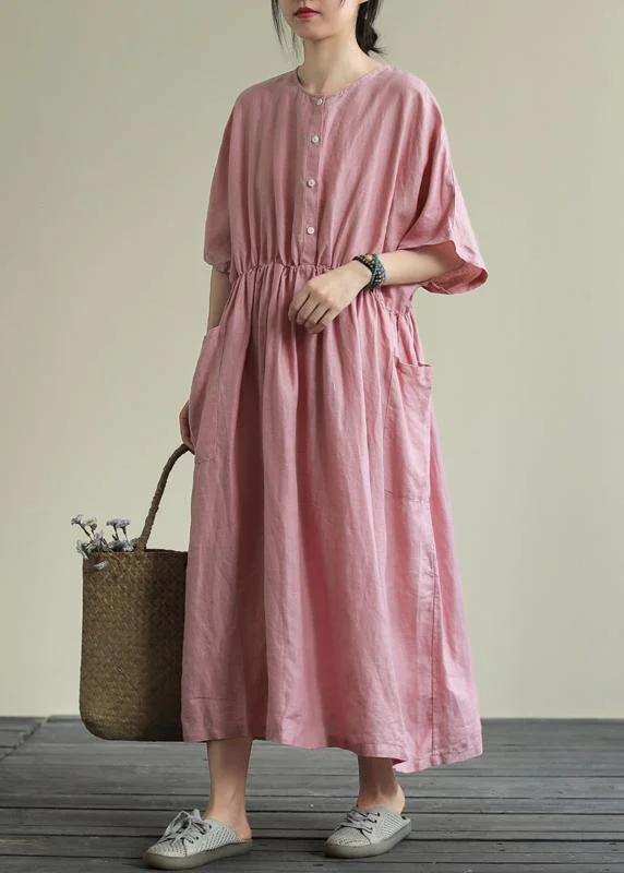 DIY o neck elastic waist linen summer dress Wardrobes pink Dresses Tunics Recommended stylist DIY o neck elastic waist linen summer dress Wardrobes pink Dresses Tunics Recommended stylist