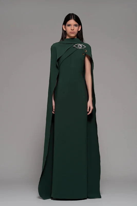 Draped cape column silhouette dress Tunics Bridal satin