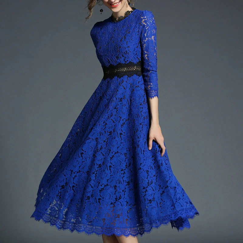 Spring New Women's Lace Dresses Floral Crochet Hollow Out Vestido Patchwork Casual Slim Office Party Long Dress Tunics Cozy soft Spring New Women's Lace Dresses Floral Crochet Hollow Out Vestido Patchwork Casual Slim Office Party Long Dress Tunics Cozy soft