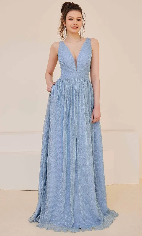 J'Adore Dresses J21014 - V-Neck A-Line Long Dress Halter Neckline Beach