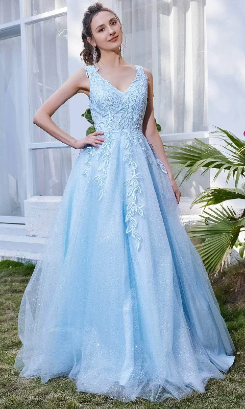 J'Adore Dresses J21032 - Sleeveless V-Neck A-line Long Dress Elegant Long Evening