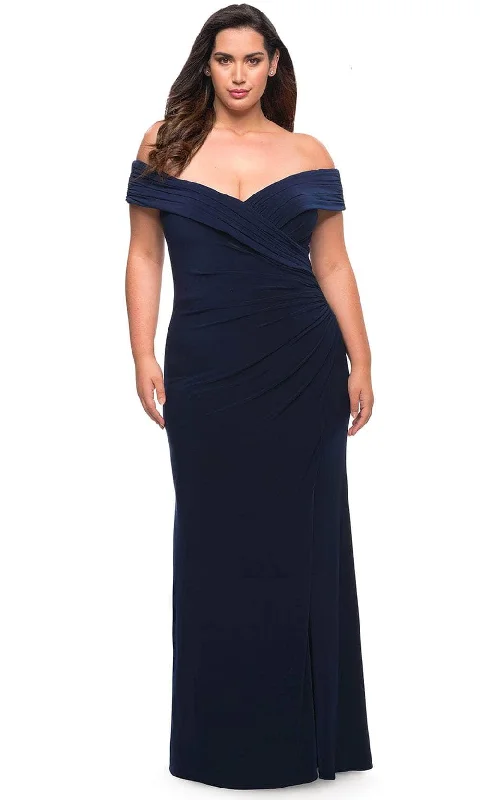 La Femme 29397 - Off Shoulder Long Dress Shift Classic Vintage