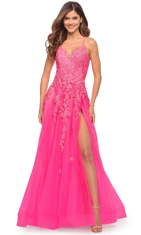 La Femme 30693 - Sleeveless Lace Appliqué Long Dress Tunics Cozy comfortable