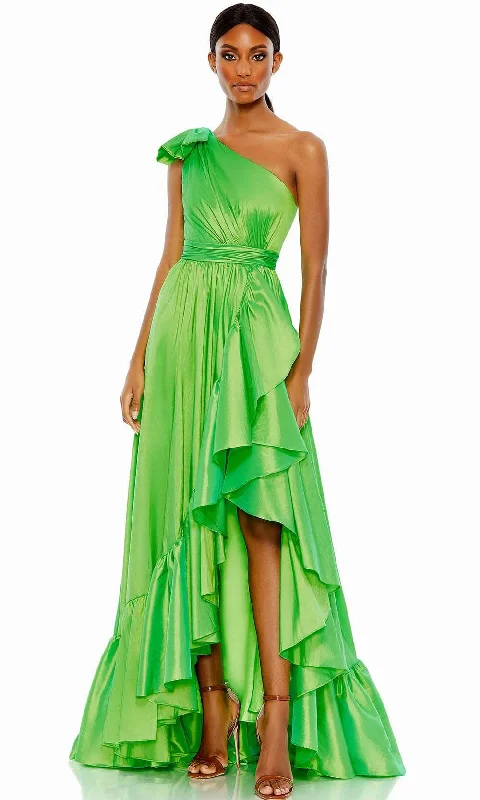 Mac Duggal 68027 - Asymmetrical One Sleeve Long Dress Crew Neckline Casual