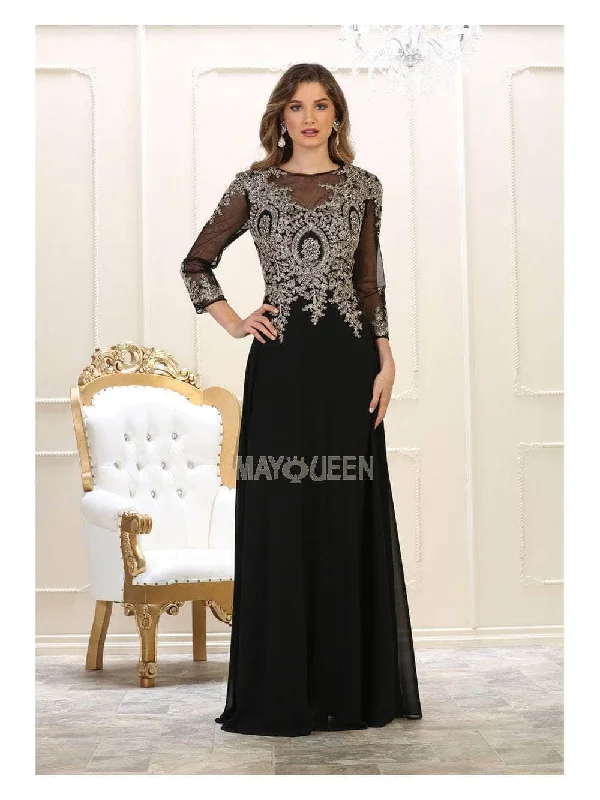 May Queen MQ1549B - Sheer Long Sleeve Long Dress Tunics Versatile functional