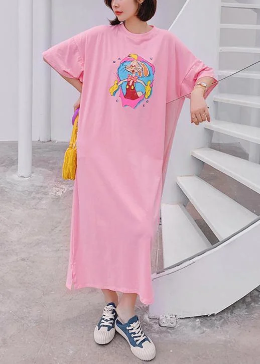 Modern o neck quilting clothes Outfits pink Cartoon anime print long Dresses Tunics Trousers formal Modern o neck quilting clothes Outfits pink Cartoon anime print long Dresses Tunics Trousers formal